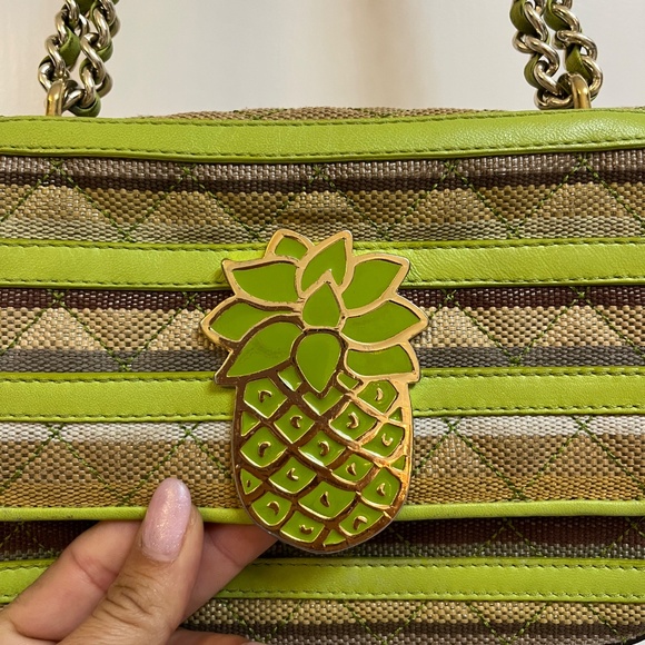 Moschino Cheap and Chic Pineapple Chain Shoulder Bag – Green & Brown Stripes - Picture 4 of 16